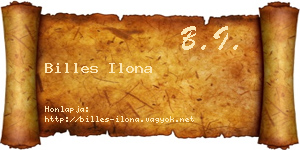 Billes Ilona névjegykártya